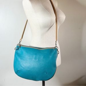 Maxx NY Turquoise Leather Hobo Bag Convertible Shoulder to Crossbody